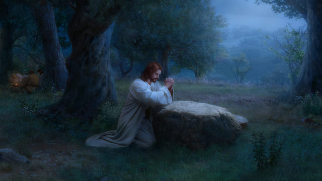 Gesù prega nel giardino di Getsemani
