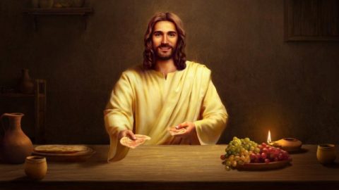 Gesù mangia il pane e spiega le Scritture dopo la resurrezione e i discepoli Gli offrono del pesce arrostito